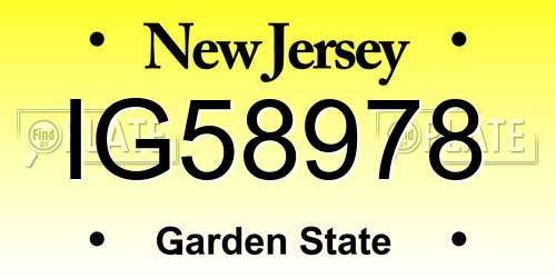 IG58978 New Jersey License Plate