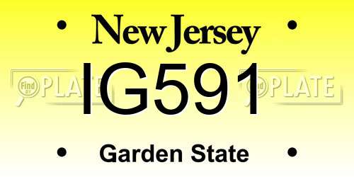 IG591 New Jersey License Plate