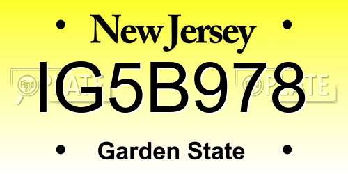 IG5B978 New Jersey License Plate