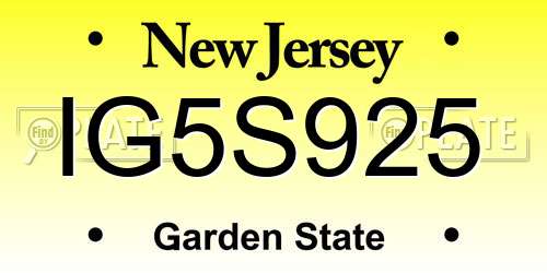 IG5S925 New Jersey License Plate