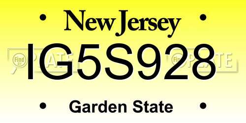 IG5S928 New Jersey License Plate