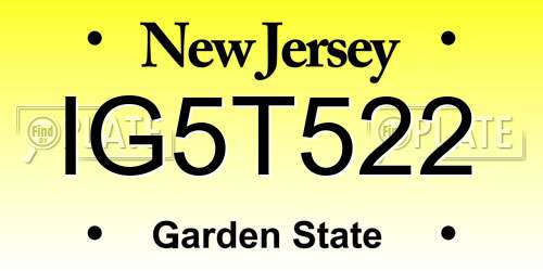 IG5T522 New Jersey License Plate