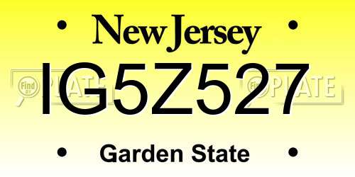 IG5Z527 New Jersey License Plate