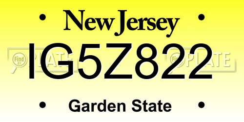 IG5Z822 New Jersey License Plate