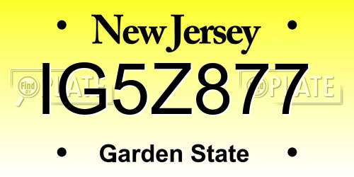IG5Z877 New Jersey License Plate