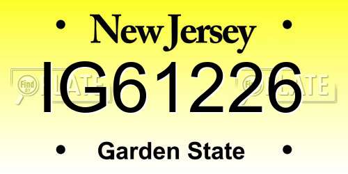 IG61226 New Jersey License Plate