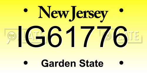 IG61776 New Jersey License Plate