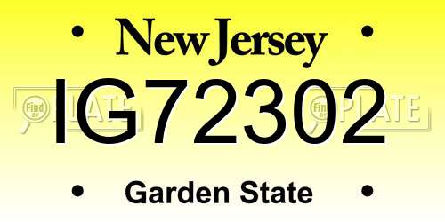 IG72302 New Jersey License Plate