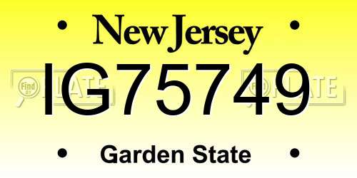 IG75749 New Jersey License Plate