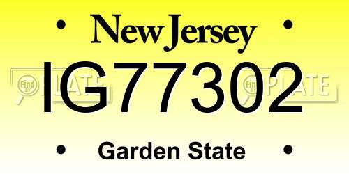 IG77302 New Jersey License Plate
