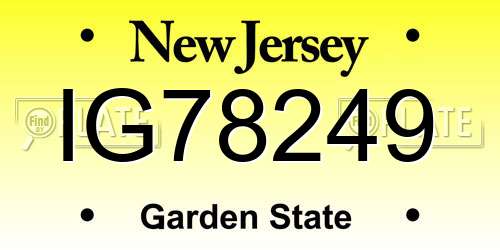 IG78249 New Jersey License Plate
