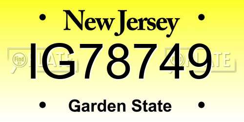 IG78749 New Jersey License Plate