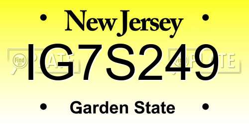 IG7S249 New Jersey License Plate