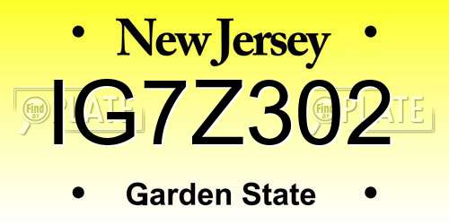 IG7Z302 New Jersey License Plate