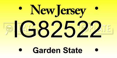 IG82522 New Jersey License Plate