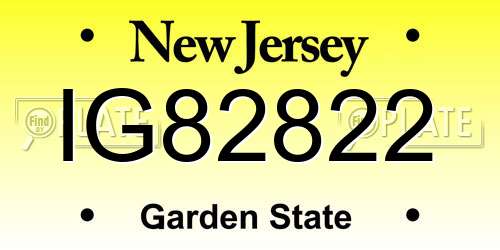 IG82822 New Jersey License Plate