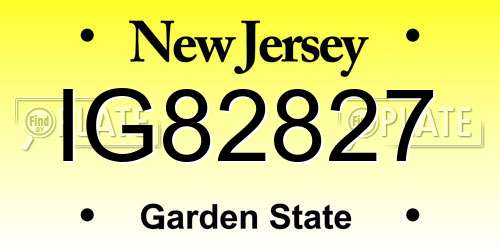 IG82827 New Jersey License Plate
