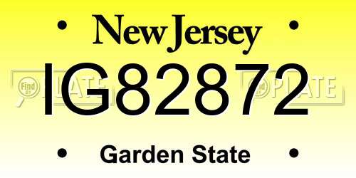 IG82872 New Jersey License Plate