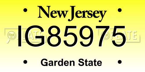IG85975 New Jersey License Plate