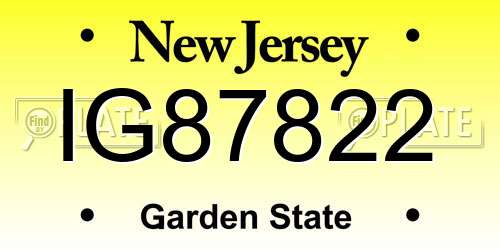 IG87822 New Jersey License Plate