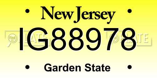 IG88978 New Jersey License Plate