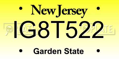 IG8T522 New Jersey License Plate