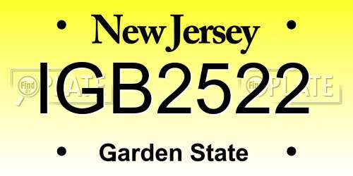 IGB2522 New Jersey License Plate