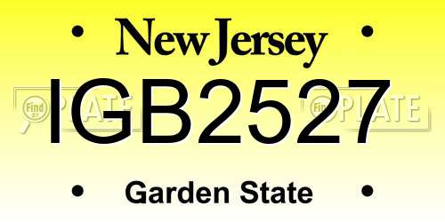 IGB2527 New Jersey License Plate