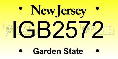 IGB2572 New Jersey License Plate
