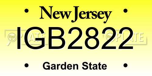 IGB2822 New Jersey License Plate
