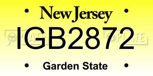IGB2872 New Jersey License Plate