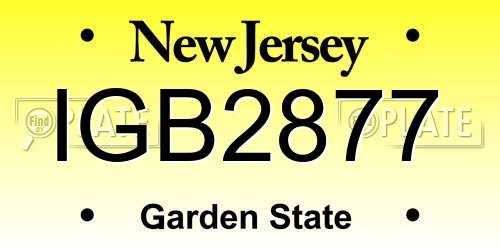 IGB2877 New Jersey License Plate
