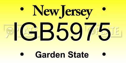 IGB5975 New Jersey License Plate