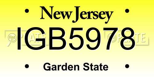 IGB5978 New Jersey License Plate