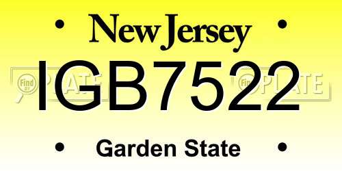 IGB7522 New Jersey License Plate