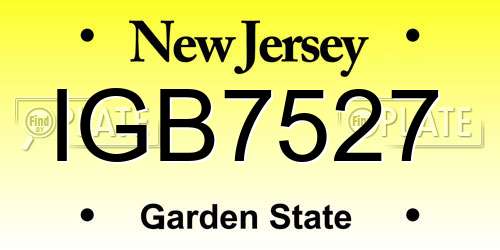 IGB7527 New Jersey License Plate