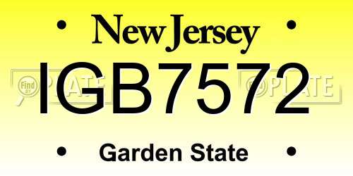 IGB7572 New Jersey License Plate