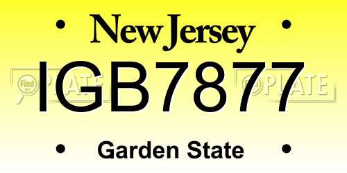 IGB7877 New Jersey License Plate
