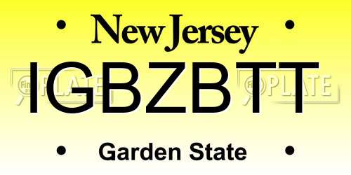 IGBZBTT New Jersey License Plate
