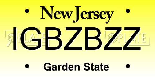 IGBZBZZ New Jersey License Plate