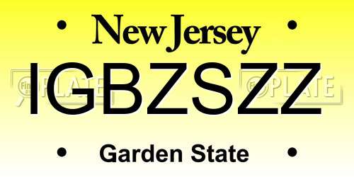 IGBZSZZ New Jersey License Plate
