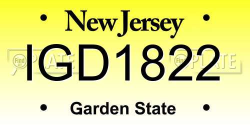 IGD1822 New Jersey License Plate