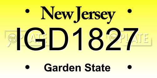 IGD1827 New Jersey License Plate