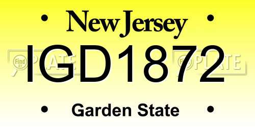 IGD1872 New Jersey License Plate