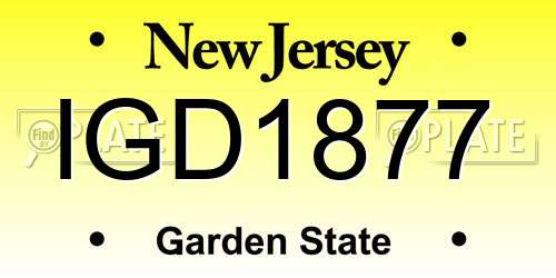 IGD1877 New Jersey License Plate