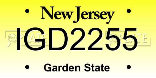 IGD2255 New Jersey License Plate