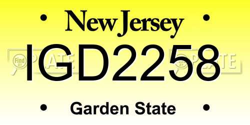 IGD2258 New Jersey License Plate