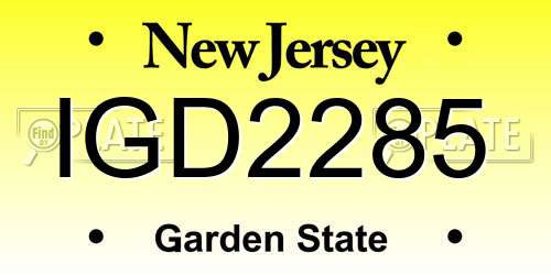 IGD2285 New Jersey License Plate