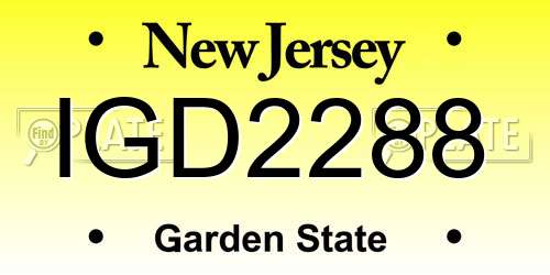 IGD2288 New Jersey License Plate