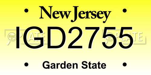 IGD2755 New Jersey License Plate